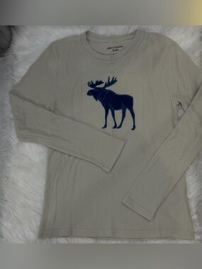 Abercrombie Kids Boys Waffle Thermal Long Sleeve Shirt Size 13/14 Cream Moose